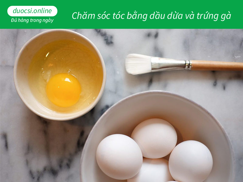 Chăm sóc tóc bằng dầu dừa và trứng gà